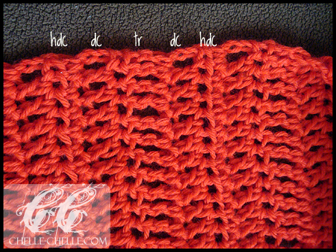 chelle-chelle.com crochet sampler stitch scarf